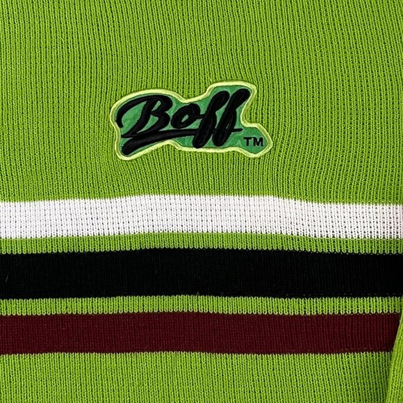 Vintage Boff Knit Sweater Mens XXL Green Streetwear Retro Hip Hop Stripe - Picture 6 of 10